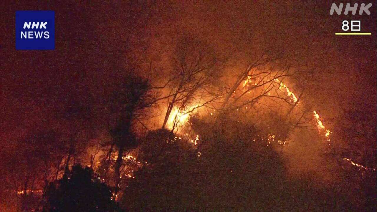 The fire broke out in miaoyi mountain in gunma county