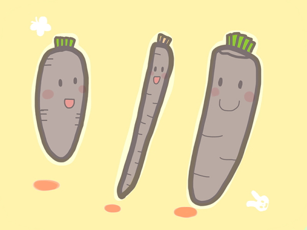 The radish is white.
