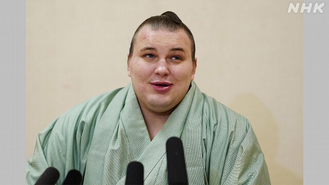 Sumo wrestler Aso Nishiki won his second championship soon after becoming an ozeki.