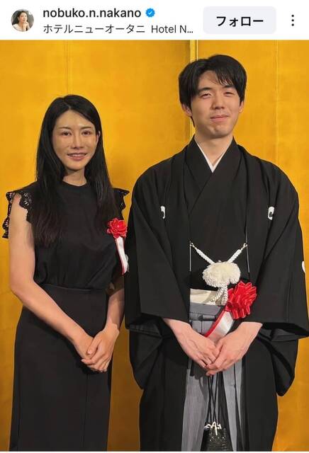 A stunning woman with black hair is next to Sota Fujii, the shogi king! The internet is surprised by her identity, saying, 'I didn't recognize her,' and her 17-kilogram weight loss is also a hot topic! The transformation of Nobuko Nakano is remarkable.