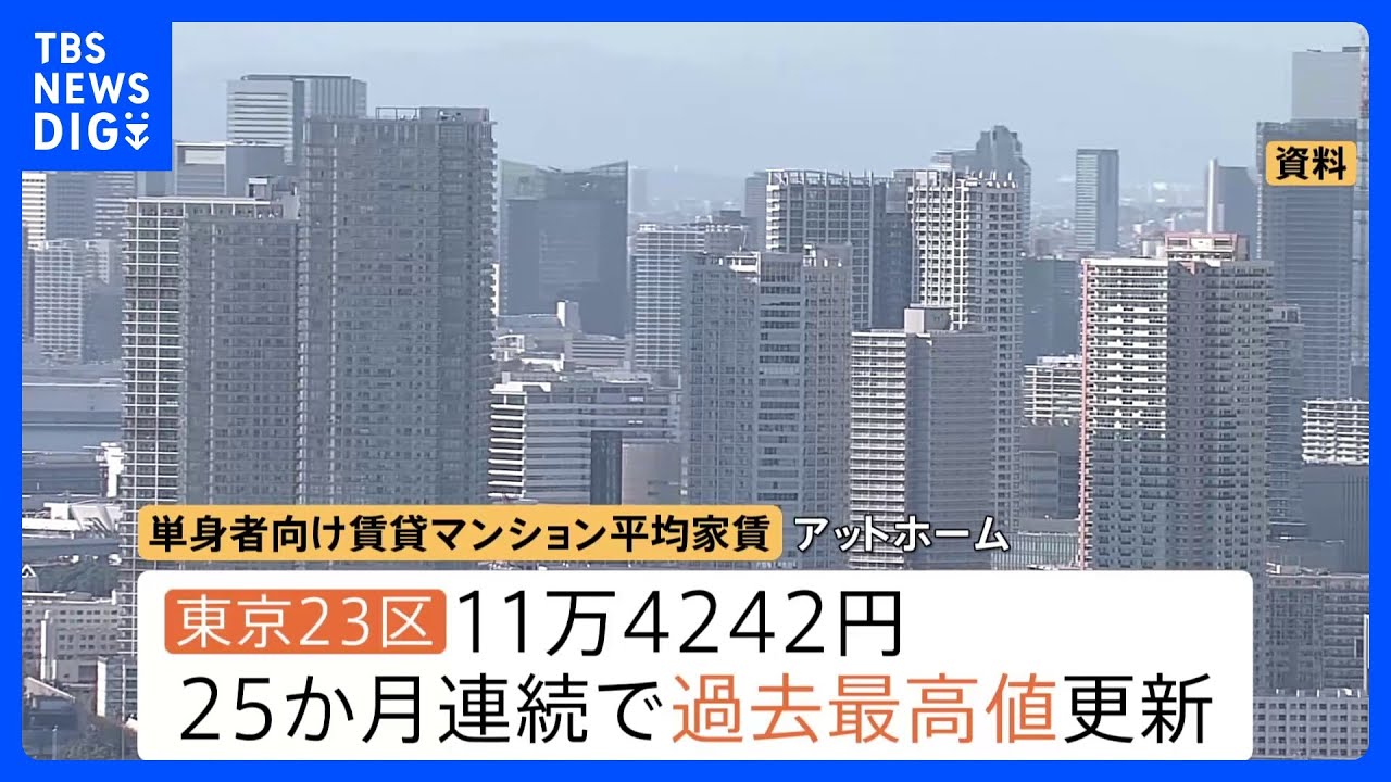 “25 consecutive months” Rent for single-person rental apartments in Tokyo’s 23 wards hits record high, exceeding 114,000 yen | TBS NEWS DIG