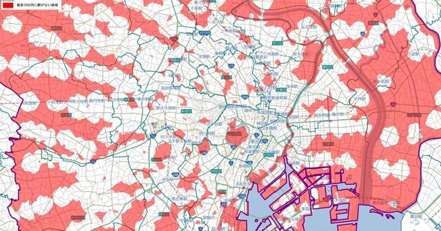 Where in Tokyo's 23 wards are there areas with no station within a 10-minute walk? The "stationless zone" map is going viral.