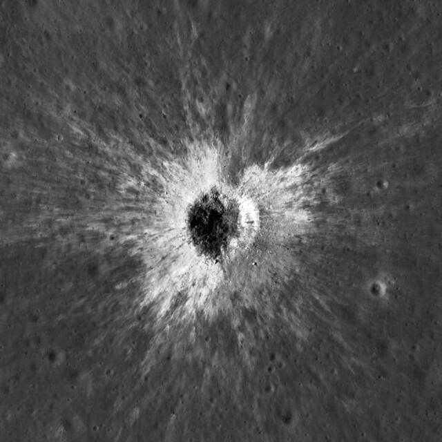 A new crater about 222 m in diameter formed in 2024 has been discovered on the Moon; traces of the impact extend more than 100 km away.