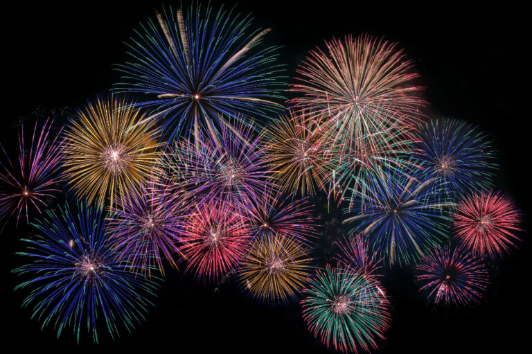 Why do fireworks spread out in a round shape?